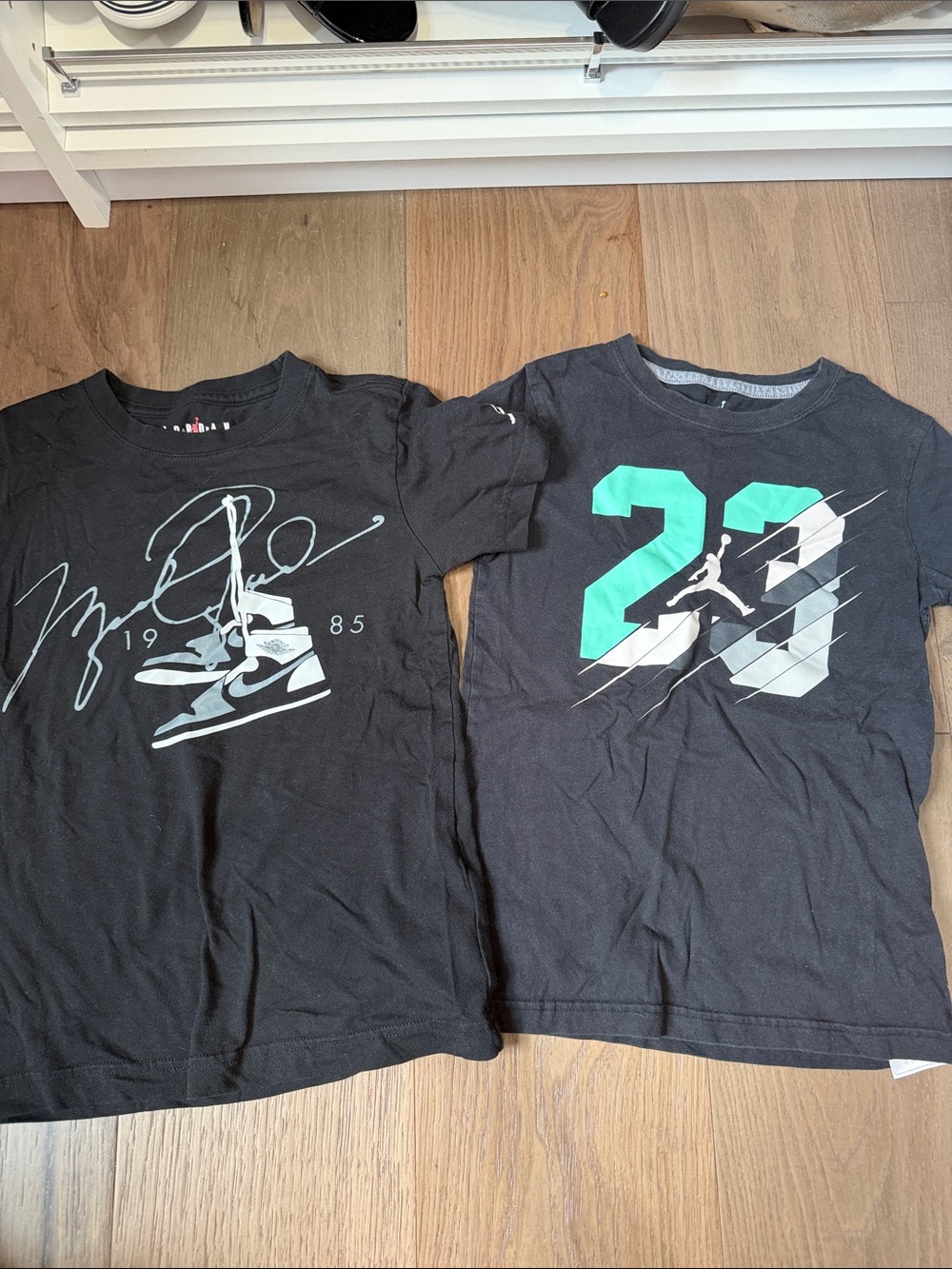 Jordan Kids' Black Tee with Mint and Gray Graphics